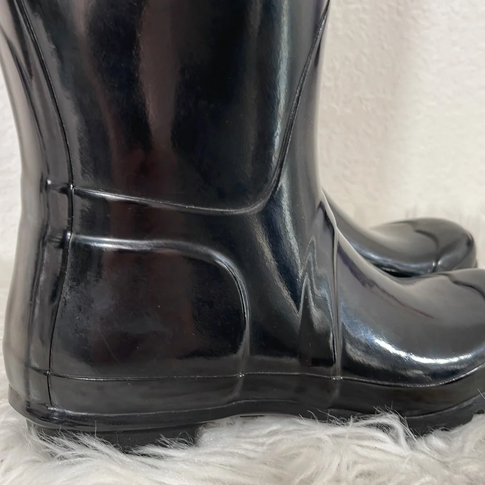HUNTER Original Tall Black Gloss Rain Boots Waterproof 
Size 7 New - Picture 6 of 16